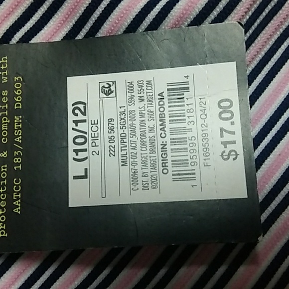 Pink Navy White stripes 2 peice swimsuit - Picture 3 of 3